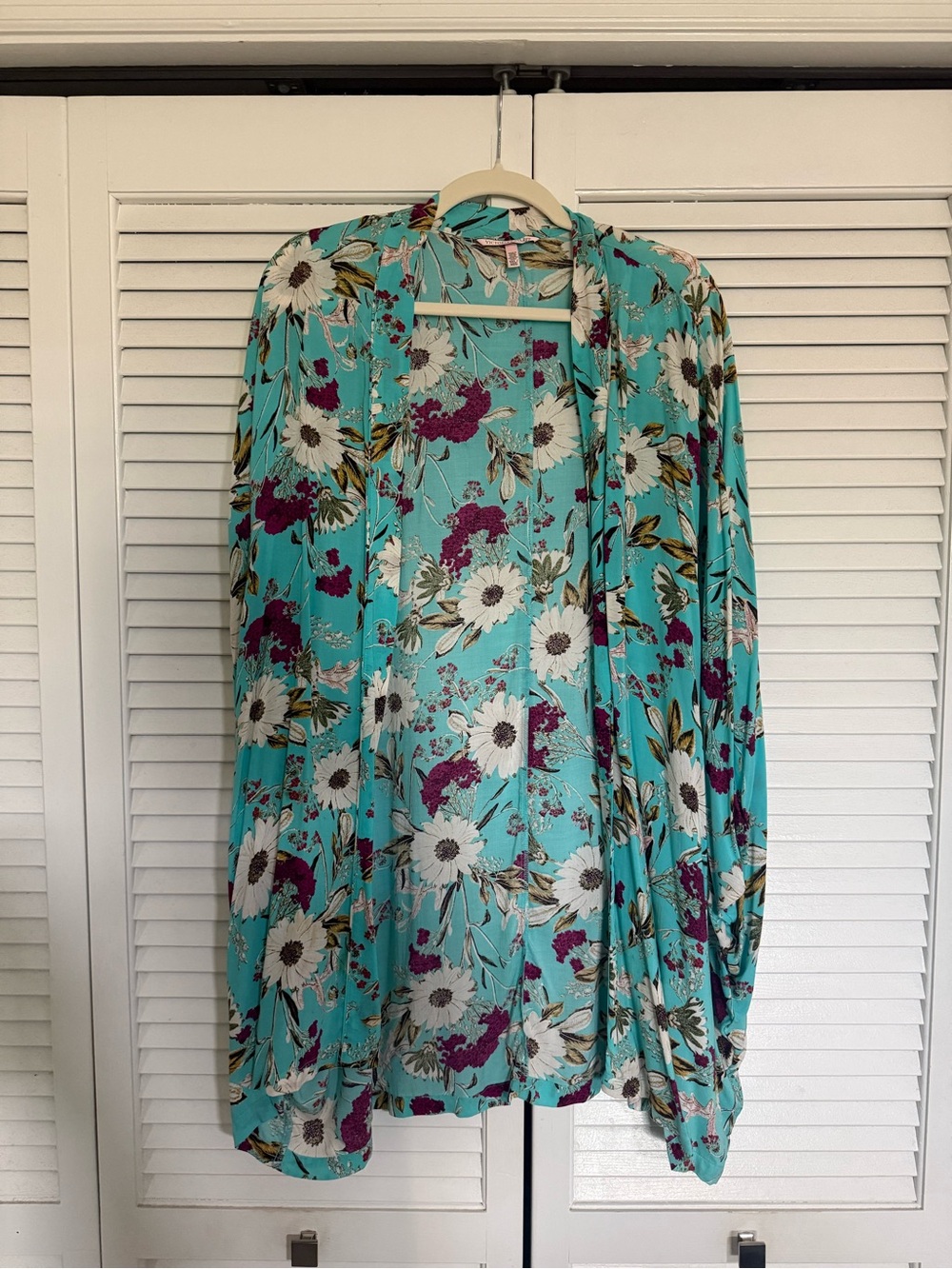 Victoria's Secret Turquoise Floral Kimono Cardigan